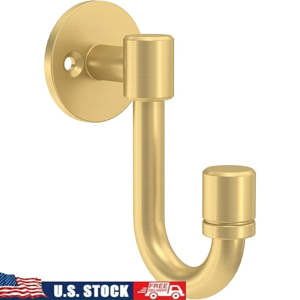

4-Pack Modern Gold Wall Hooks Durable Metal Coat Hat Hanger Clothes Purse Bag Towel Organization Easy Install