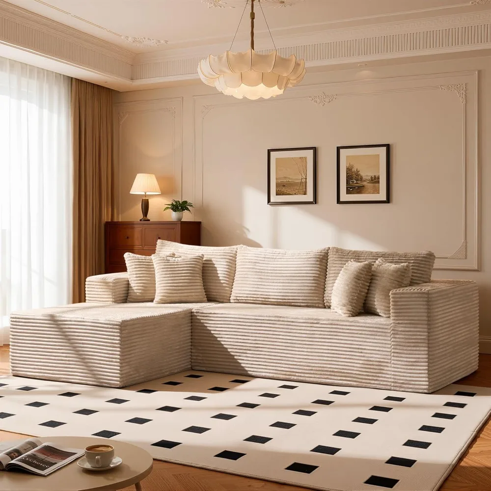 

108" Luxury Modular Cloud Sofa – 100% High-Density Foam Sectional, Oversized Convertible L-Shaped Sofa Bed,Customized