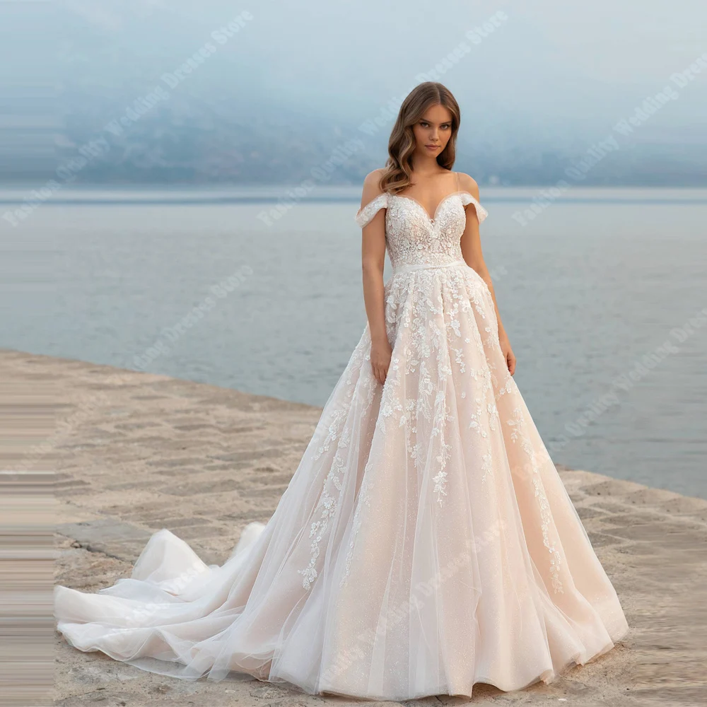 

Charming A-Line Women Wedding Dresses Lace Flower Printing Princess Bridal Gowns Formal Banquet Vestido De Novia 2026 Customized