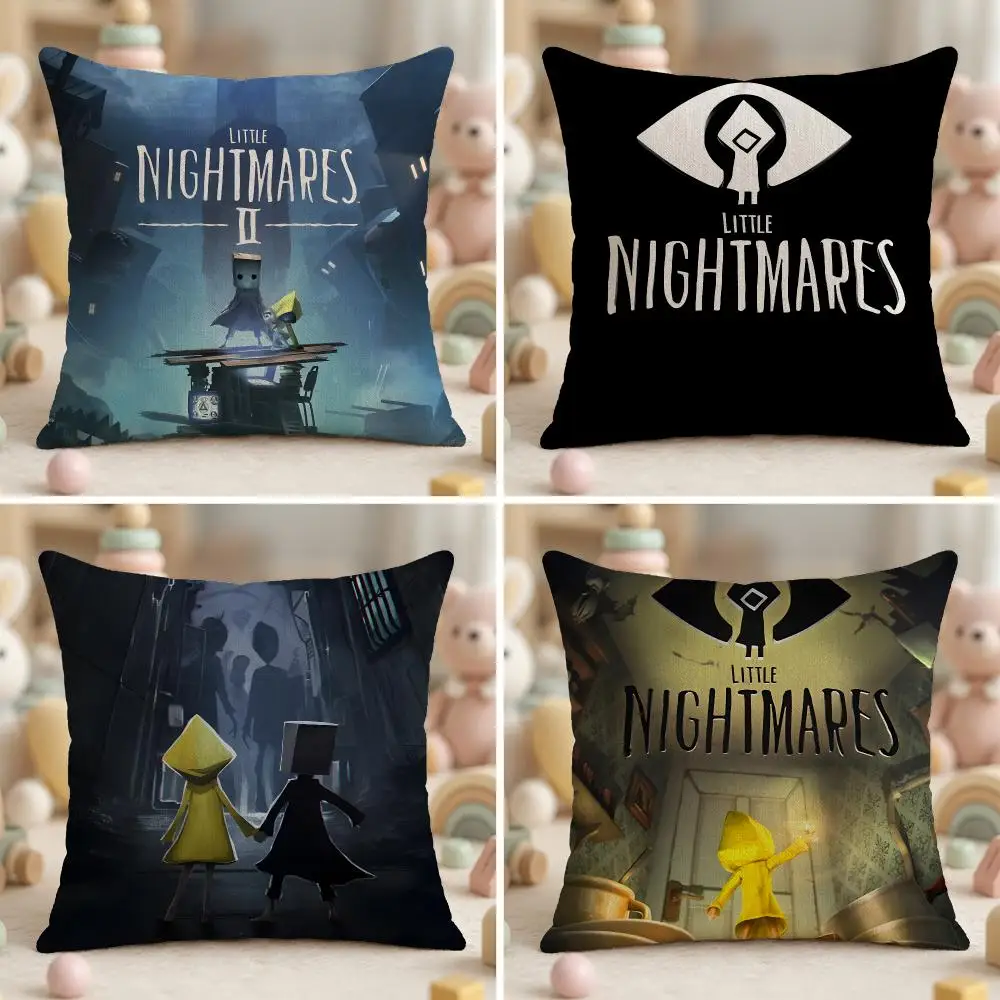 game L-Little n-Nightmares Dark Style Cushion Cover Soft Plush Fabric Double-Sided Printed Pillowcase for All Seasons Home Decor