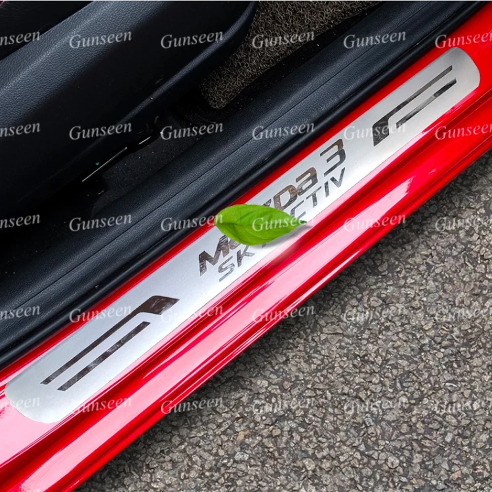 For Mazda 3 CX-5 6 CX30 Car Door Sill Kick Scuff Plate Protector Trim Auto Accessories Threshold Guard Pedal Styling Sticker