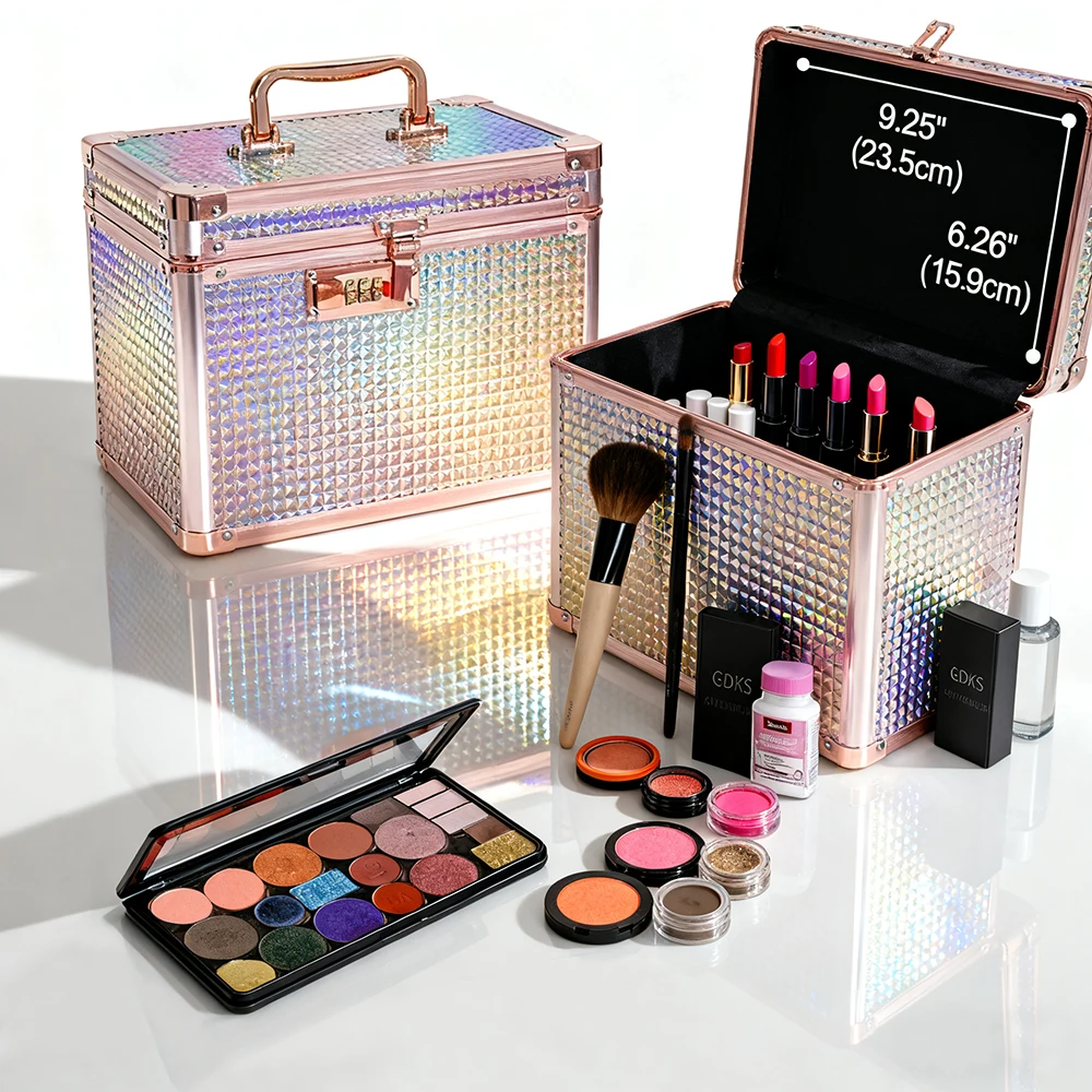 

Portable Makeup Train Box Makeup Kit Bag Manicurist Case Aluminum Alloy Organizer Cosmetic Jewelry Tattoo Nail Tool Storage Box