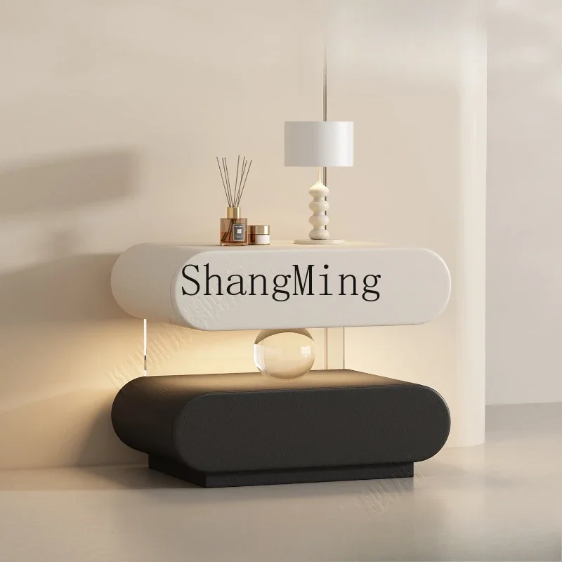 

SM solid wood bedside table installation-free modern minimalist high-end acrylic light luxury bedside table