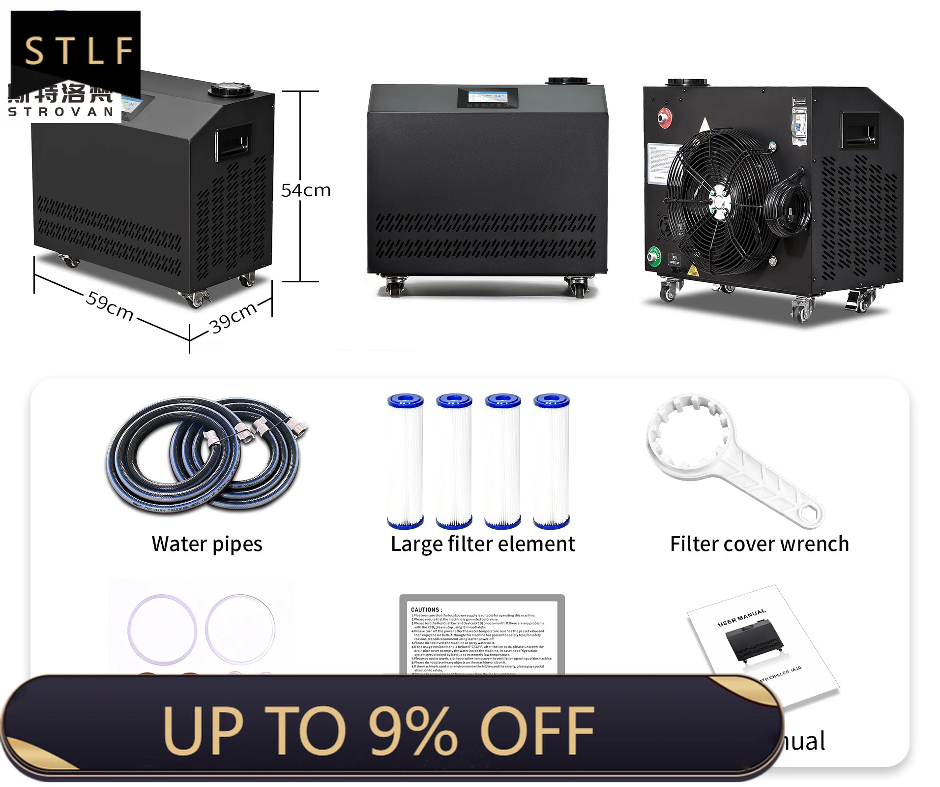 Ice Bath Chiller with WiFi & Dual Filters, 220V Ozone Water-Cooled Compressor for Recovery Tub