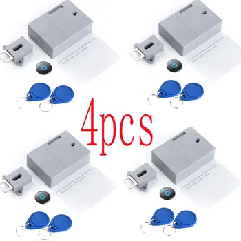 4 חתיכות מנעול אלקטרוני חכם למגירה עם כרטיס RFID מנעול אלקטרוני חכם לארון בגדים רהיטי סאונה