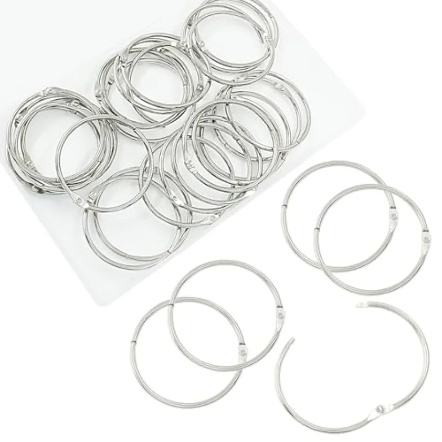

25 Pcs 2.5 Inch Loose Leaf Binder Rings Metal Book Rings for Key Index Cards Easy Open Close Design Silver School Home Office O