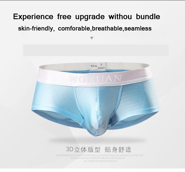 Pink Pouch Men Boxer Underwear Bulge Shiny Bright Underpants Ice Silk Sexy Panties Male Breathable Boxershorts Woxuan Lingerie