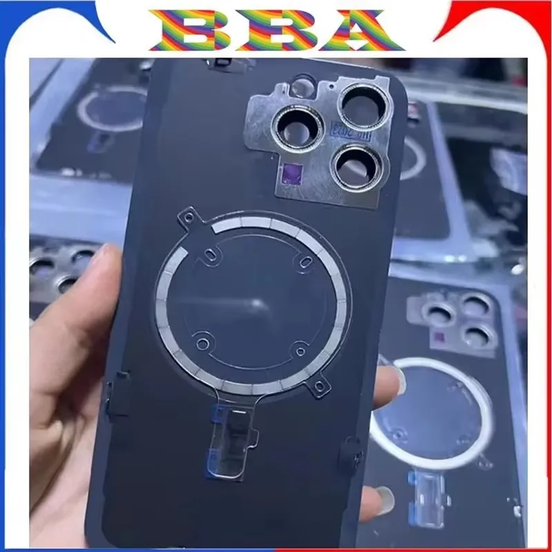 1PCS Back Cover Glass With Iron Plate Magnetic Ring For iPhone 16 15 Pro MAX 14 PLUS Replacement Door Housing Repair Glass - náhled 2