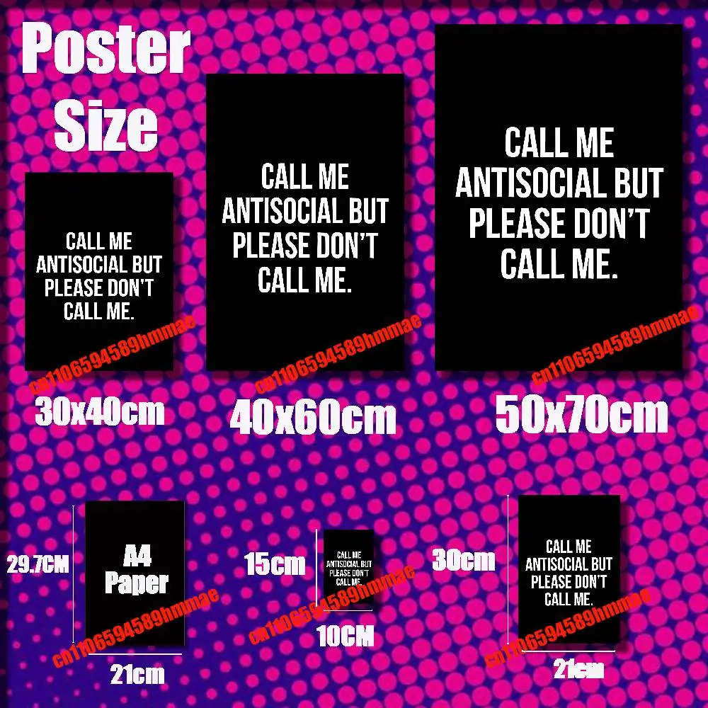 

For Poster Wall Murals Paper Home Self-adhesive Decoration Shyness Call me antisocial but please don't call me Sticker Playbill