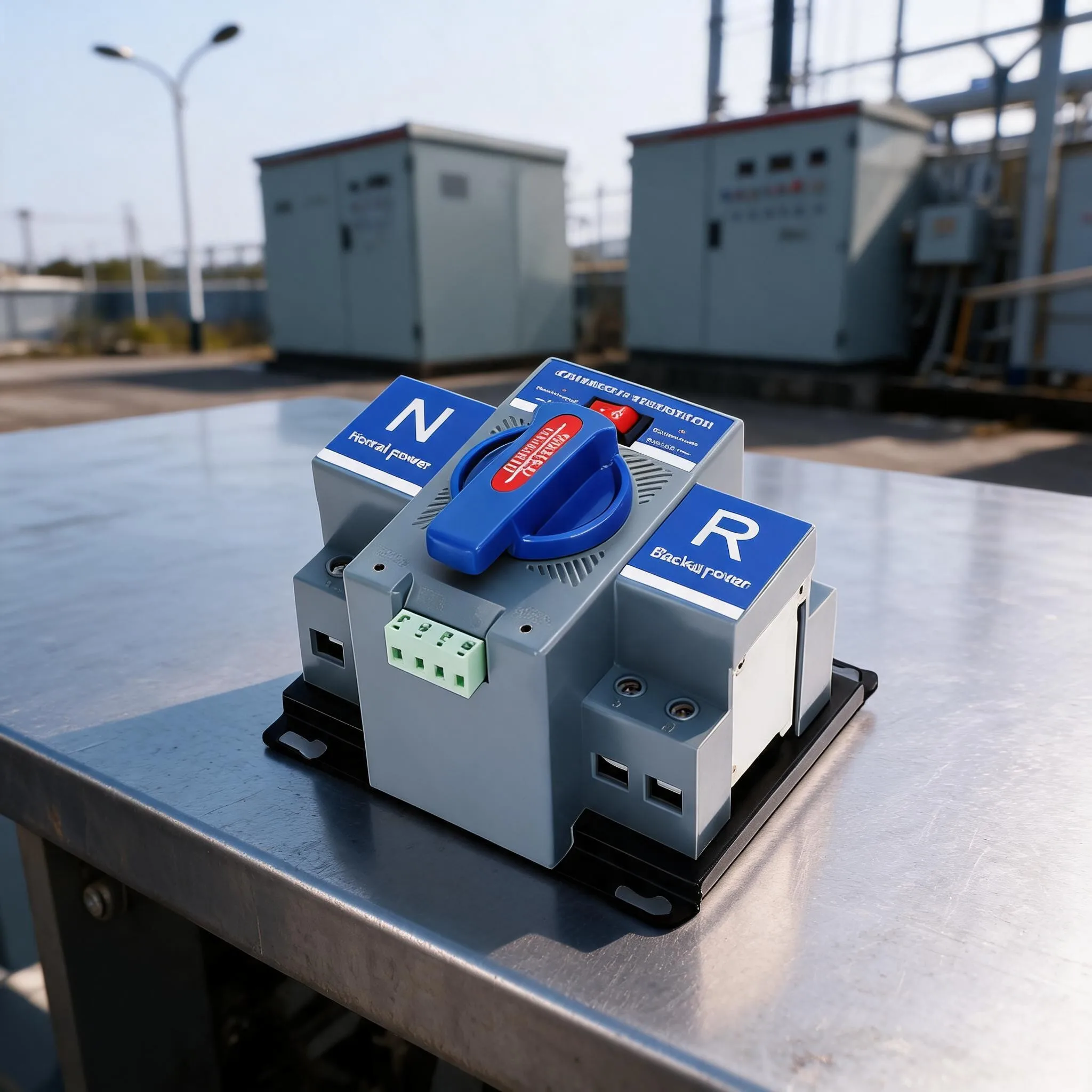 220V Blue 2P Dual Power Transfer Switch Auto/Manual Mode, Space-Saving Design For Factory & Industrial Backup