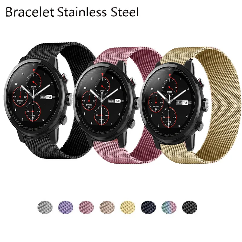 

Magnetic Loop Straps For Xiaomi Huami Amazfit Stratos 3/2/2S Smart Watch Band Metal Bracelet For Amazfit GTR 2E/GTR 47MM Correa