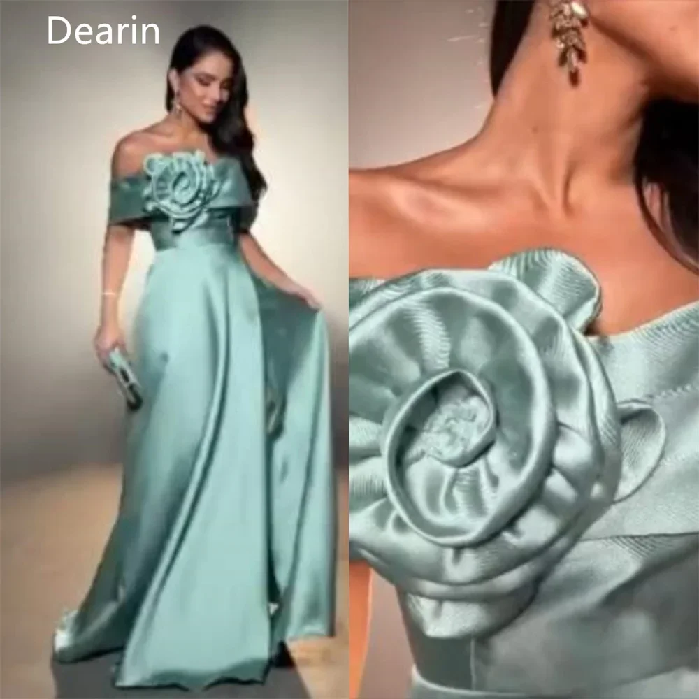 

Formal Gown Evening Prom Dress Dearin Off-the-shoulder A-line Floor Length Skirts Draped Knot Flower Bespoke Occasion Dresses Sa