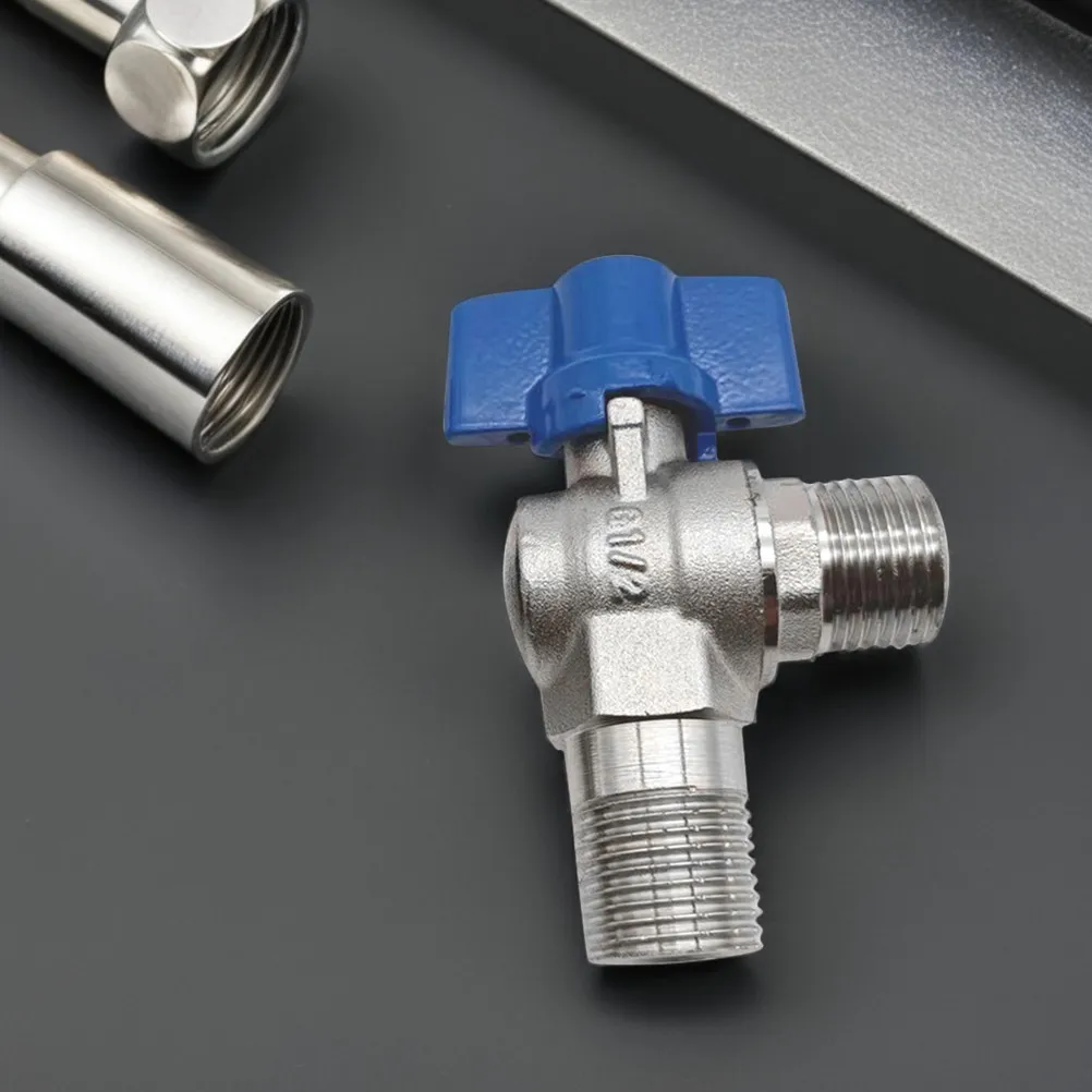 2Pcs Brass Pex-A Ball Valve Hot Cold Water High Flow Threaded Triangle Valve Red Blue Handles Water Shut Off Ball Valvevalve