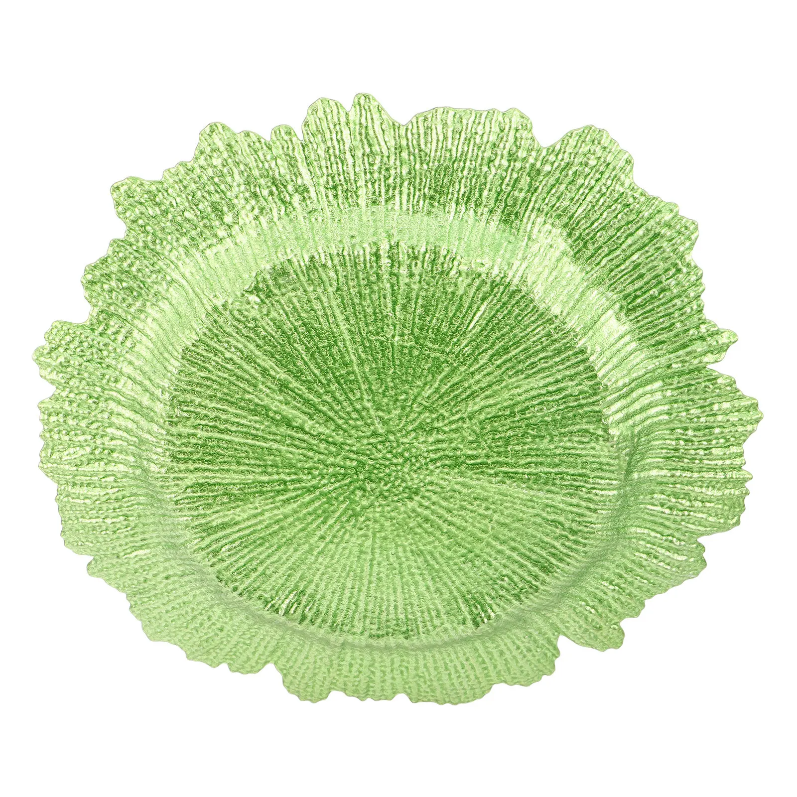 13.4 Inch Snowflake Glass Fruit Platter Textured Ruffled Edge Dessert Tray for Snack Sweets Appetizer Party Table Setting Glass