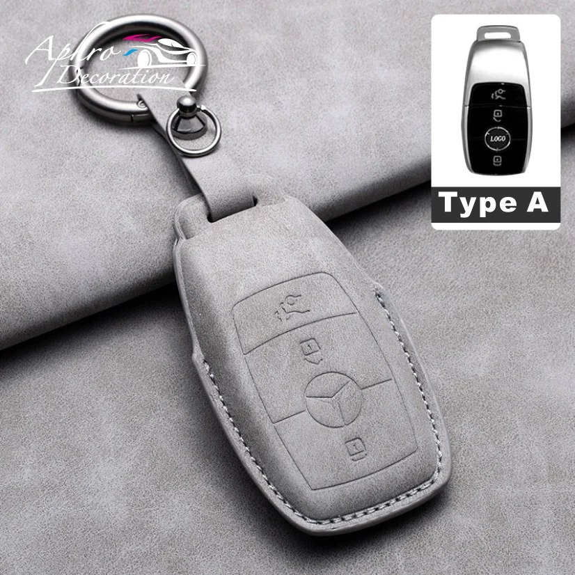 Suede Leather Style Car Key Case Cover Shell For Mercedes Benz Class C Class E c260l/c200l a200l glc300l gla200 Accessories