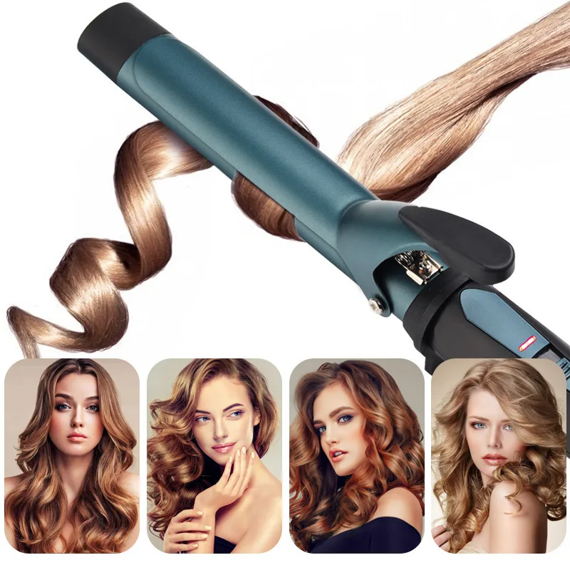 Ceramic LED Flattening Clamp Hair Curler Hair Wand Tool for Stylists, Nano Titanium Technology for Tight Curls or Loose Waves