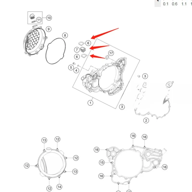 FOR Original imported 250/300 01-20 D-shaped small rubber gasket/plastic under the right exhaust valve cover of the middle