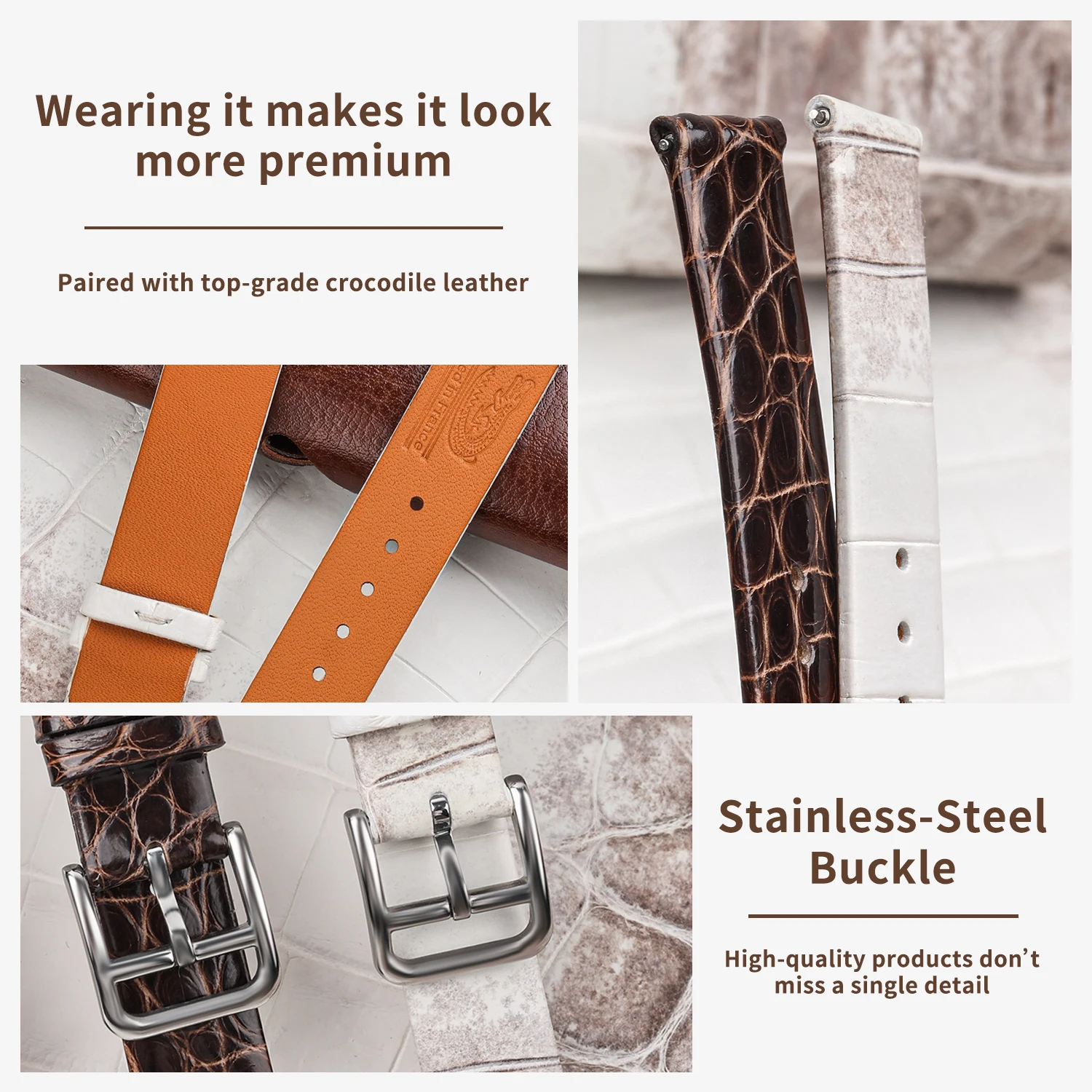 NEW Lizard Skin Crocodile Leather Watch Strap+Case for Google Fitbit Air  Wristband Bracelet 14mm Width Band Accessory