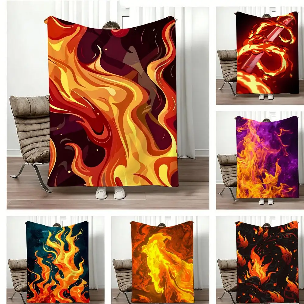Y2K Flame Flow Throw Lightweight 240g Flannel Blanket Soft Skin-friendly for Summer Cooling