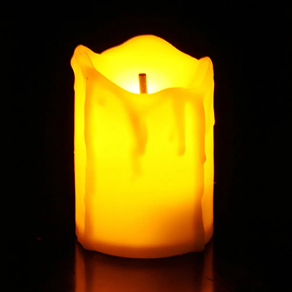 10Pcs LED Electronic Lights Black Wick Beige Shell Yellow Light Flameless Simulation Lamps Romantic Party