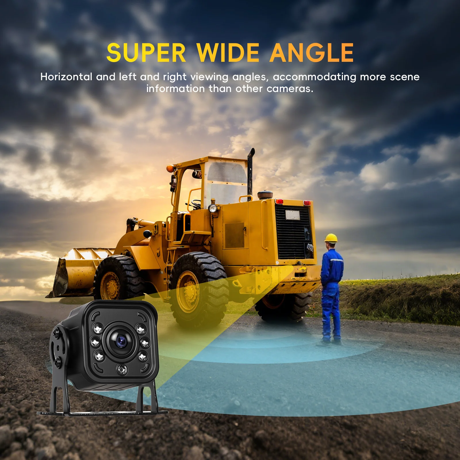 Podofo Kabelloser Auto-Monitor mit 720P Rückfahrkamera, Auto-Backup, IP68 Wasserdicht, BSD Manueller Fokus, Punkt-Warnung für Auto und LKW – Detail 3
