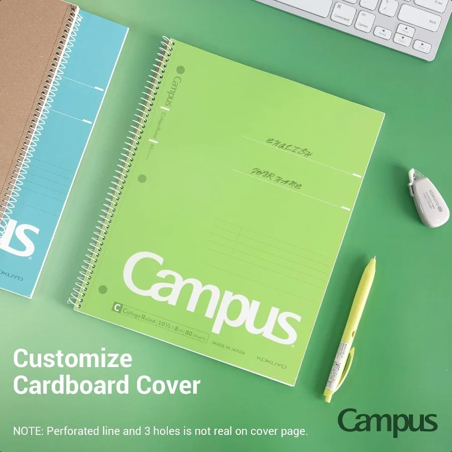 Spiral Notebook 3 Pack Campus 101 2 x 8 Subject Notebooks with College Ruled 80 Sheets Pink Blue Green 3 Holes School Spiral Jo