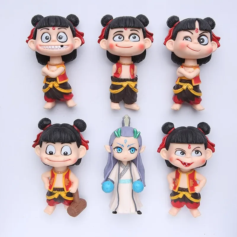 Nezha's Magic Boy: Sea of Troubles Filme feito à mão Mesmo estilo Figura Nezha Modelo mágico ao redor do ornamento de mesa Boneca Anime