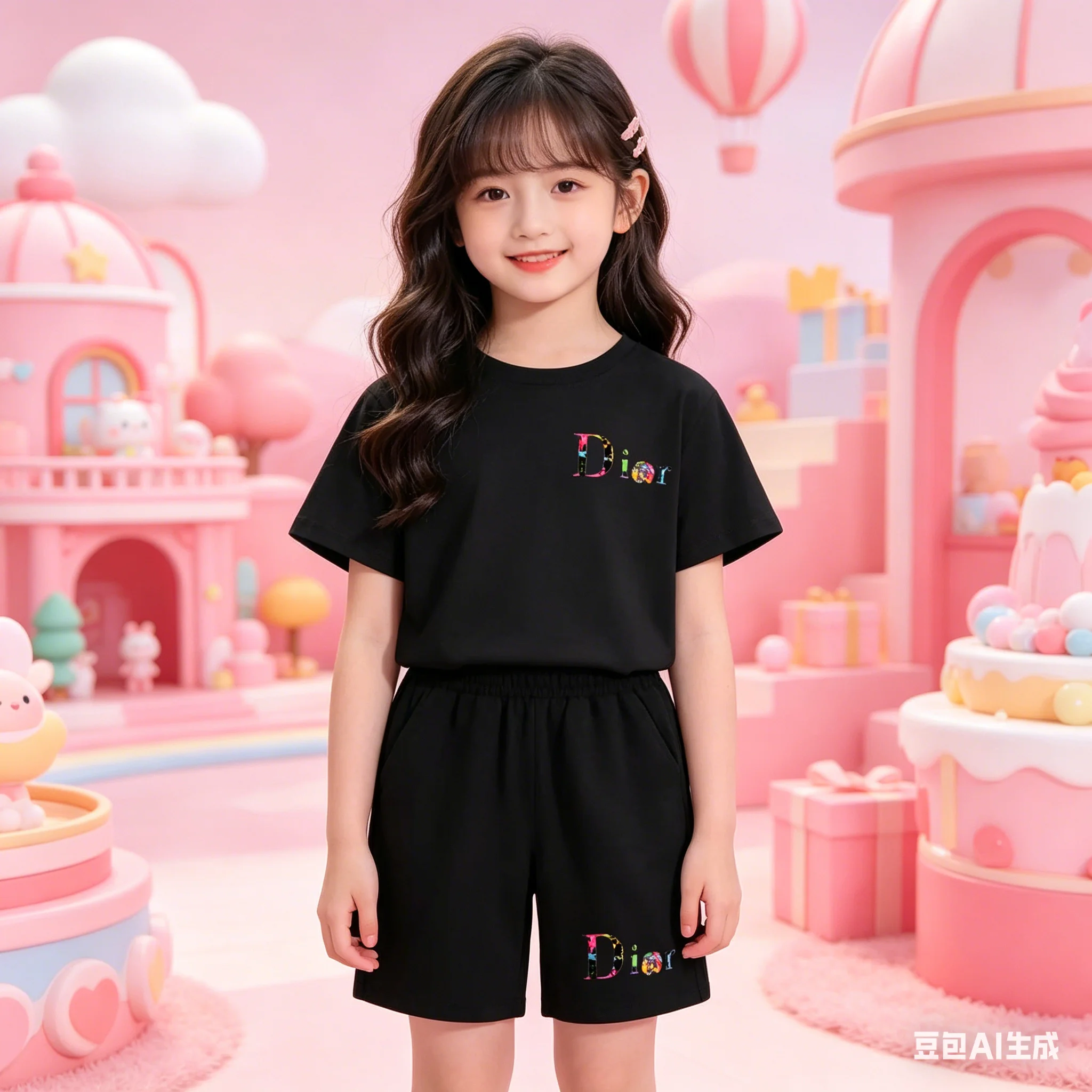 

Colorful Letters T Shirt Boy Girl Summer3-12 Age New Model Short Sleeve+Shorts Comfortable Breathable Children Sportswear 2Piece