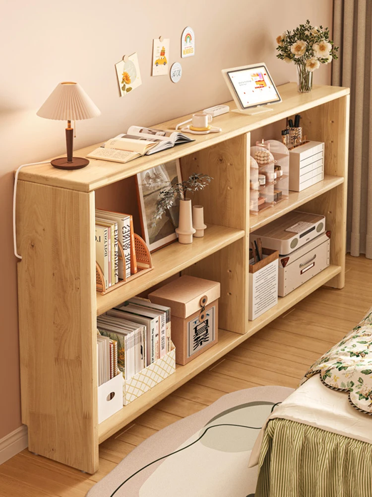  Wood Bedroom Sofa Wall Shelf Long Narrow Space Saving Storage Rack Modern Simple Style Wooden Crafted Furniture