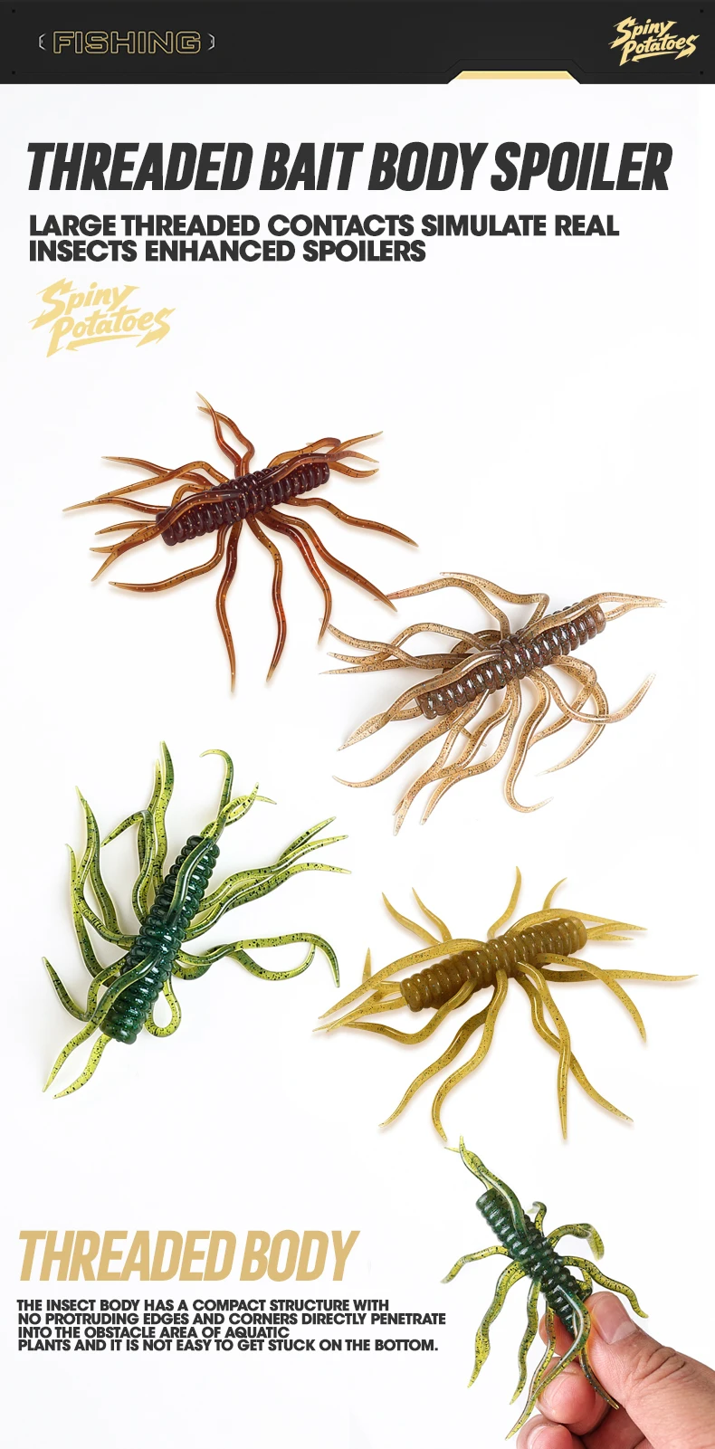 TAIYU Boxed Soft Worms Angelköder aus TPE-Material, langlebiger künstlicher Weichköder für Salzwasser/Süßwasser, Angelköder für Barsch/Forelle. – Detail 7
