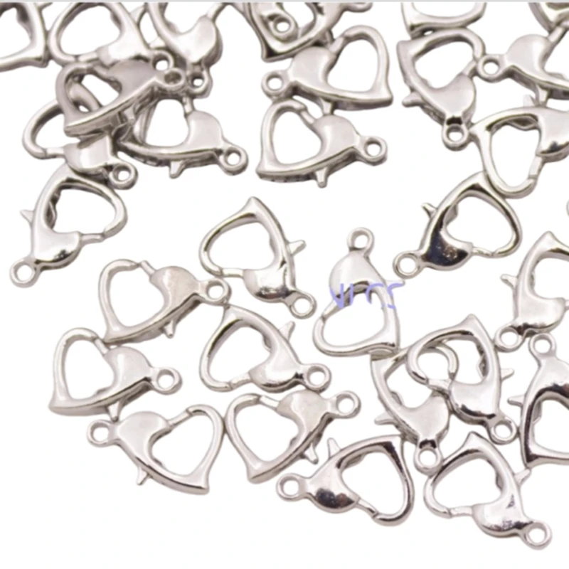 10 PCS 7mmX10mm Heart Shape Metal Lobster Claw Clasp Necklace Bracelet DIY