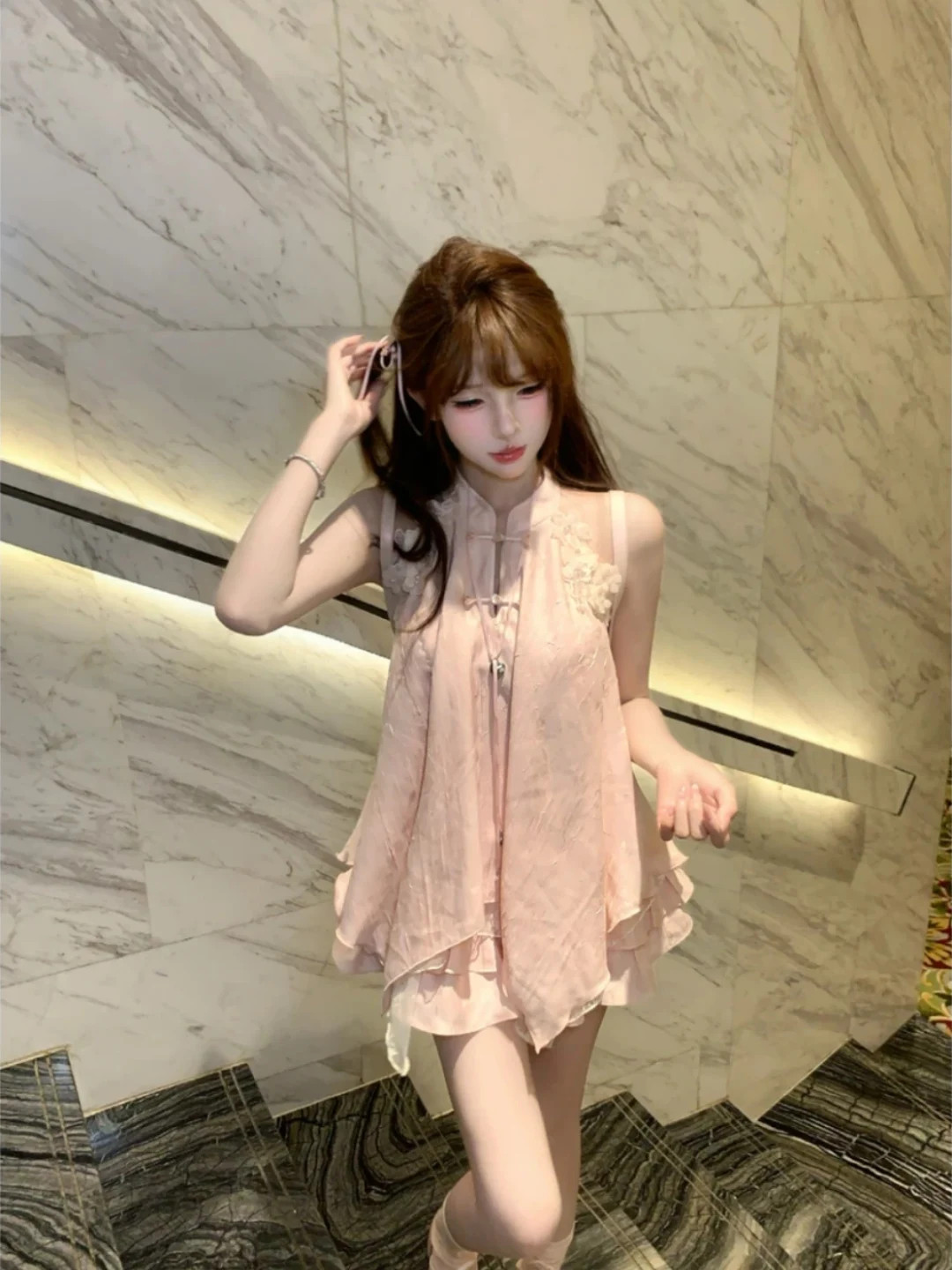 

Модный женский комплект из двух предметов: летняя юбка-миди в китайском стиле и топ для похудения, уникальный дизайн, повседневная одежда