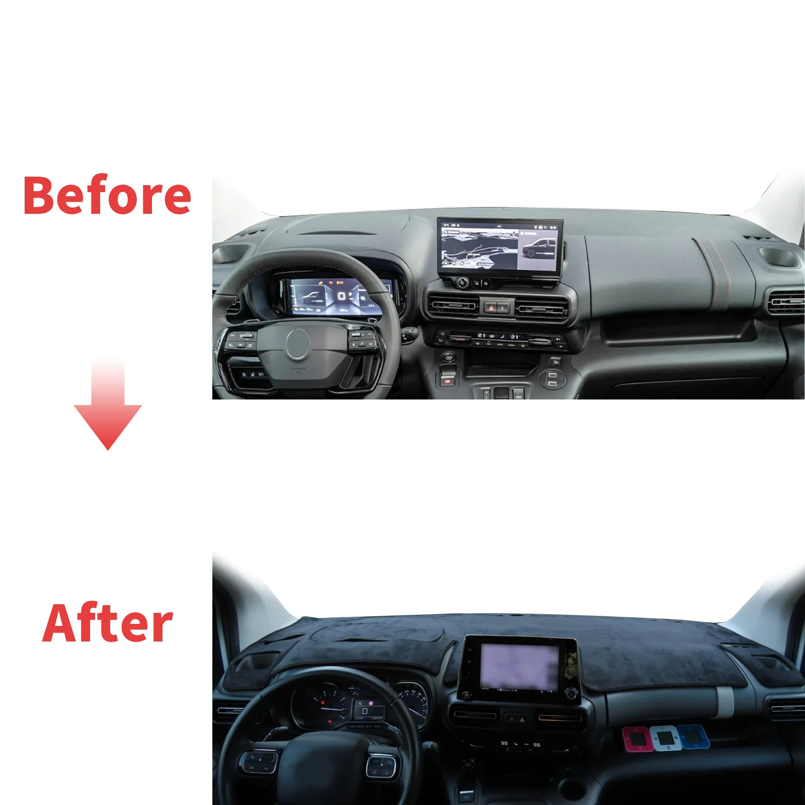 لسيتروين بيرلينجو لأوبل كومبو لايف لبيجو بارتنر 2019-2022 داشمات ظلة غطاء لوحة القيادة وسادة واقية السجاد #2