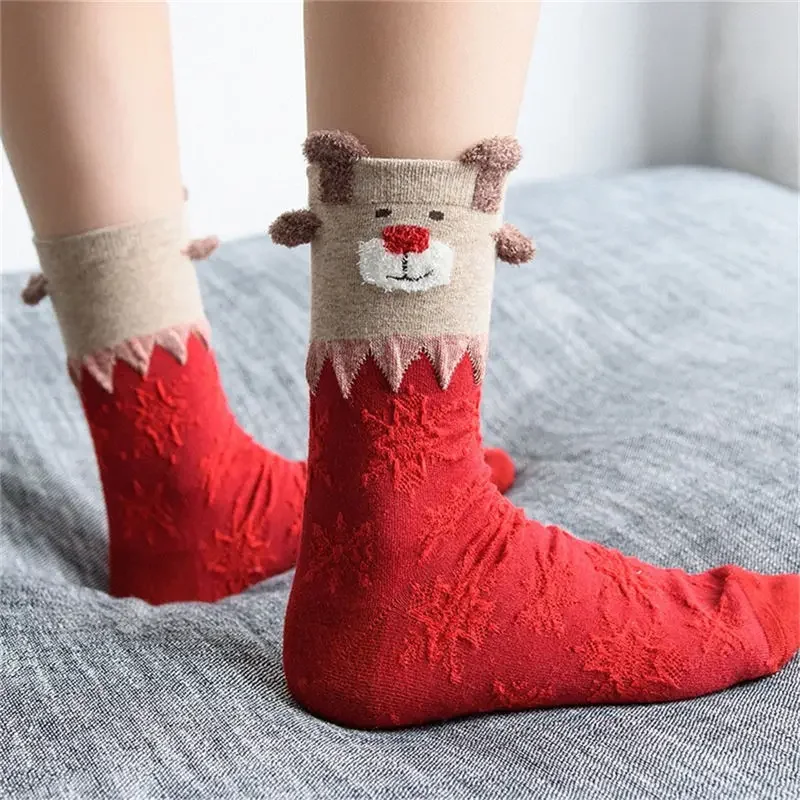 Winter Warm Christmas Socks Women Cute Santa Claus Deer Stereo Socks for Girls Boys Soft Comfortable Floor Sleep Christmas Gifts image 5