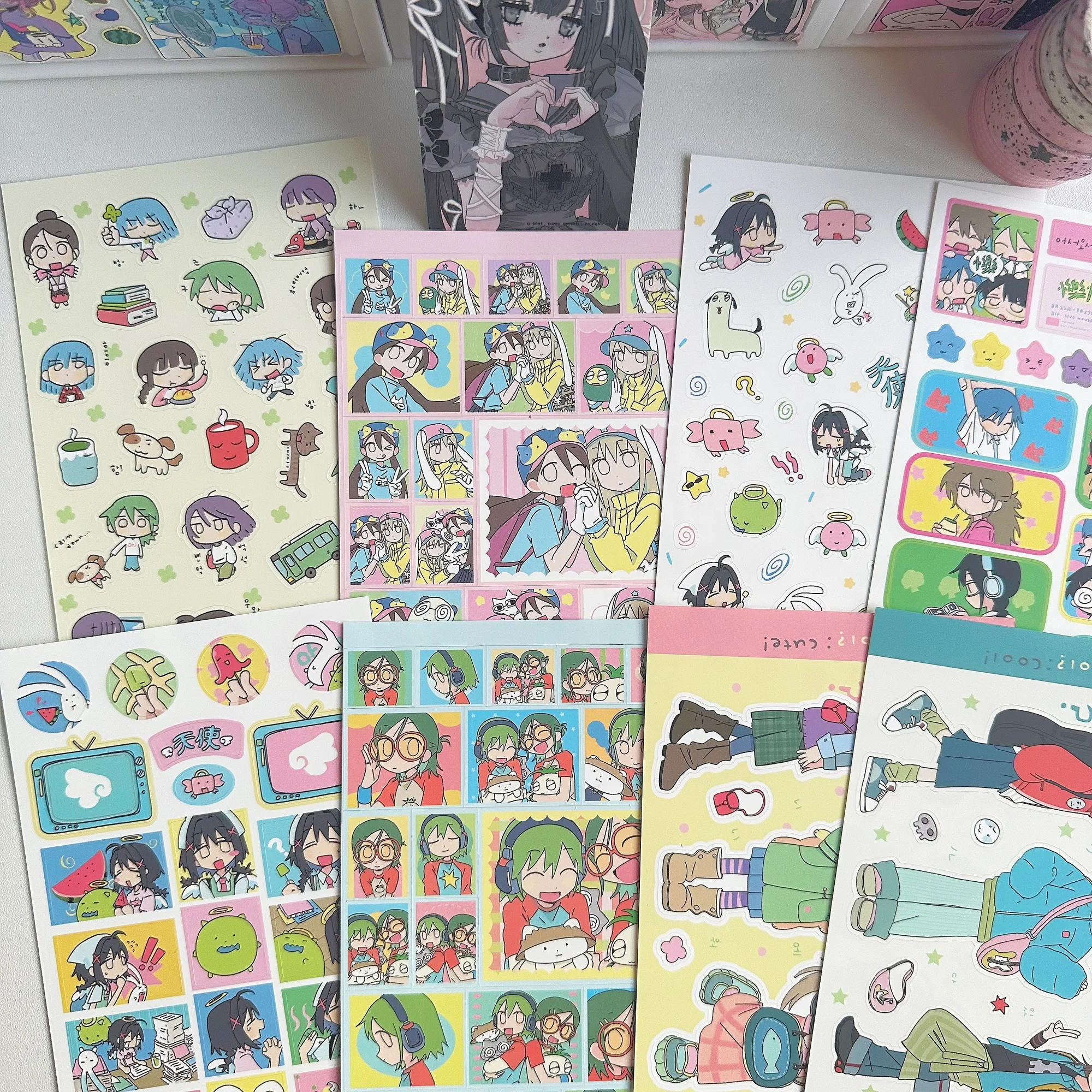 1/8 Uds. Pegatinas coreanas de chica bonita, pegatinas de personajes de dibujos animados Kawaii, planificador de cuentas de mano, diario, cuaderno, pegatinas decorativas DIY