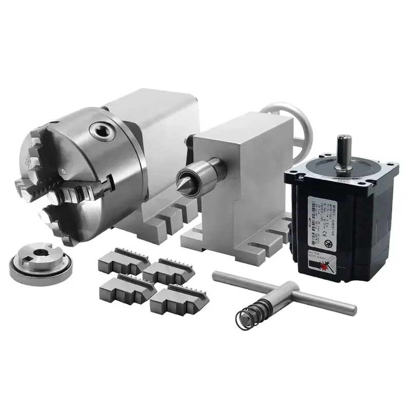 3 Jaws K11-100mm CNC 4th Axis Set Dividing Head with Nema 34 Stepper Motor and Tailstock for Cnc Router