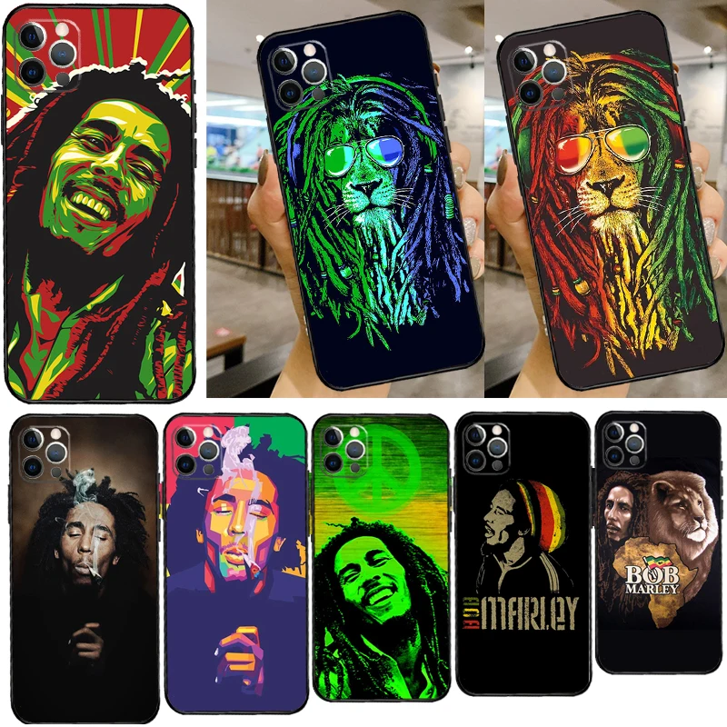 Singer Bob Marley Case For iPhone 11 Pro Max 12 13 Mini X XS Max XR 7 8 Plus SE 2020 Silicone Cover Coque