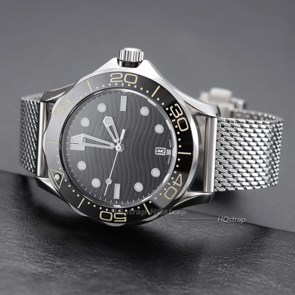 Edelstahl-Uhrenarmband 20 mm für Omega Seamaster 007 300 für Speedmaster Mesh-Armband mit Faltschließe Business-Armband – Detail 12