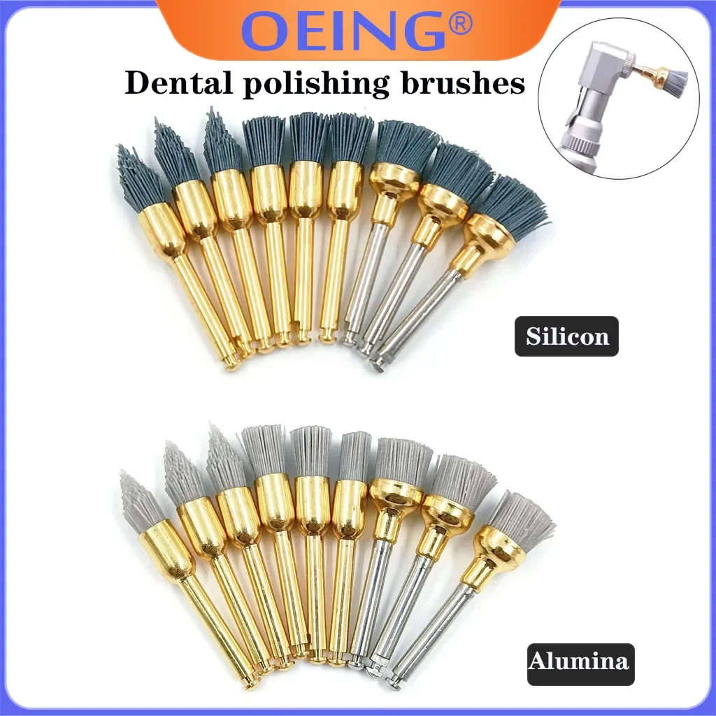 10pcs Dental Polishing Brush Silicon Carbide/Aluminium Oxide Polishing Prophy Brushes For Contra Angle Handpiece Dentistry Tool