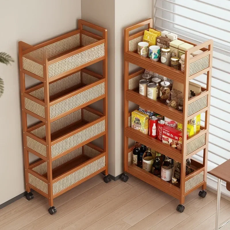 multi-functional household goods Shelf Multi-layer storage rack, trolley floor mobile household sundries storage racksnack rack