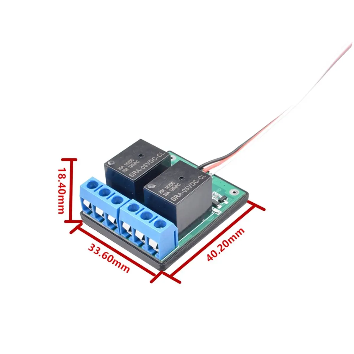 20A 2-CH Parallel Relay Electronic Switch 50Hz Servo Signal Input for RC Models/Drones/Boats/Cars