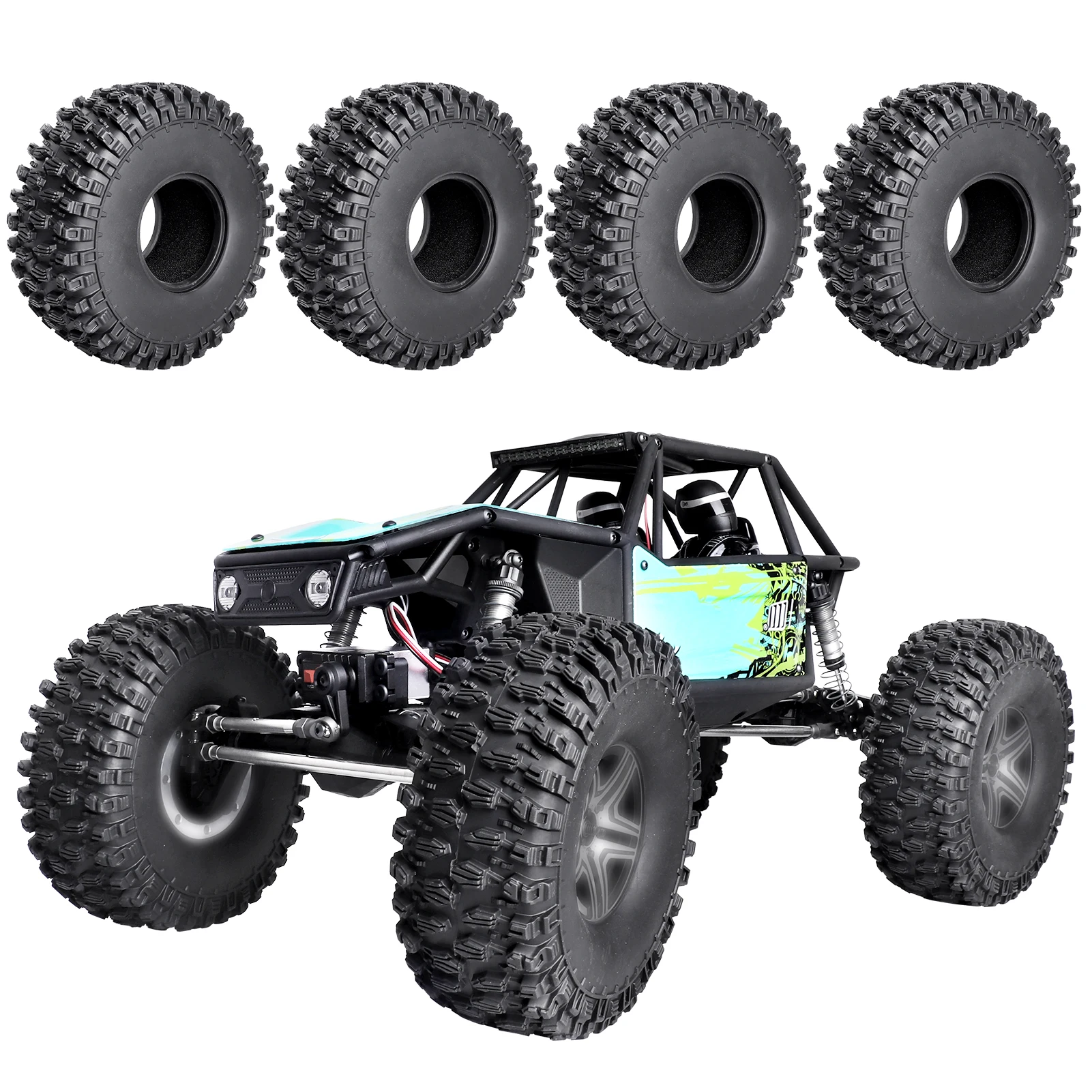 إطارات HobbyPark 4 قطع 2.2 بوصة زاحفة للتضاريس الطينية، ناعمة للغاية، ارتفاع 144 مم، لـ TRX4 Sport، Axial RBX10، Redcat Everest 10، Ry