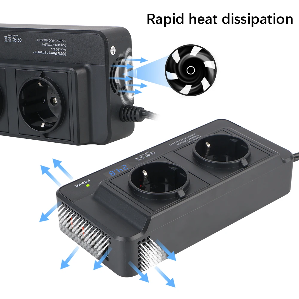 Auto Mounted Inverter DC To AC 400W Peak Power Car 200W Inverter AC EU Socket Accessories Cigarette Lighter 12V to 220V 4 USB
