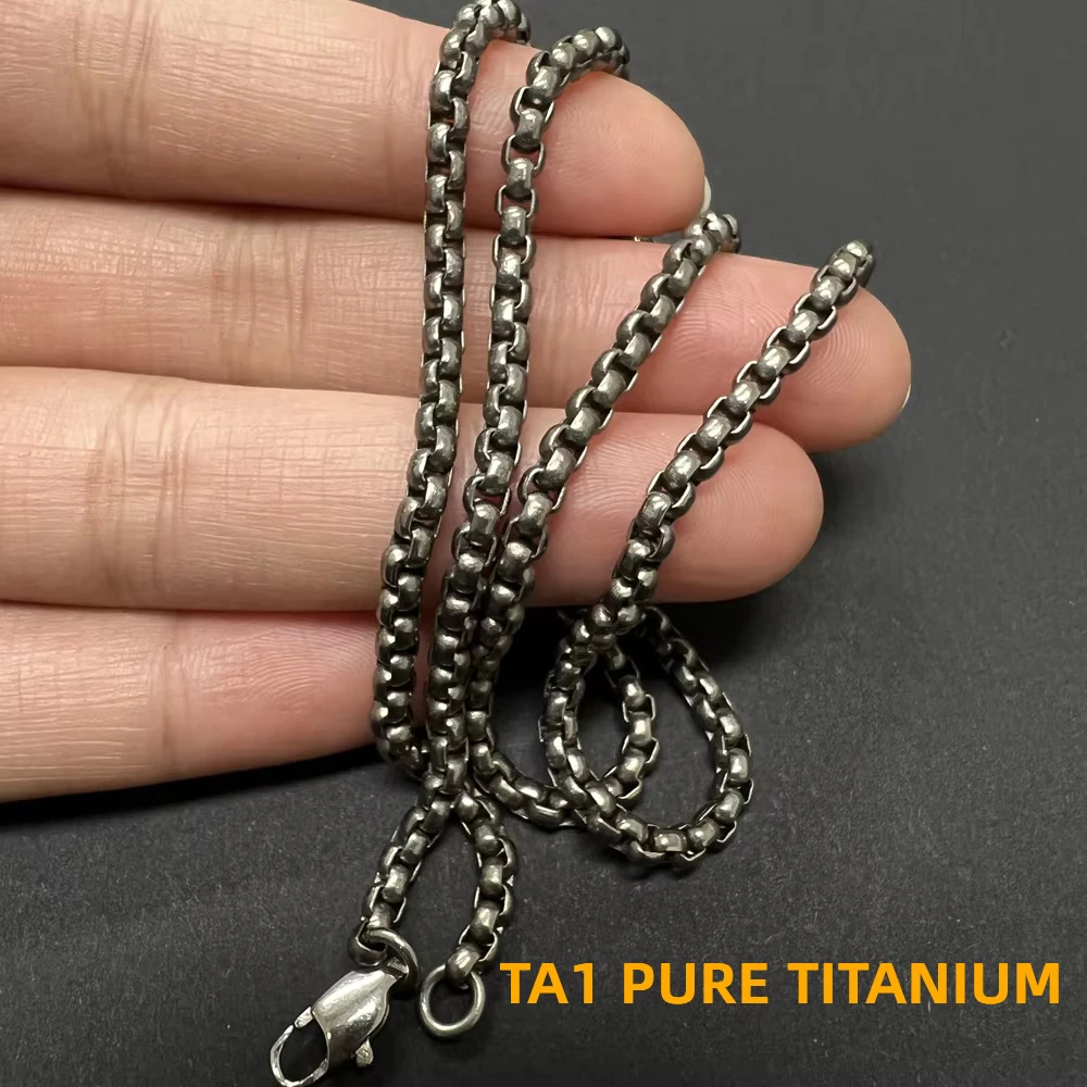 New 3mm TA1 Pure Titanium Square Box Chain Necklaces Men Women Unisex NO Allergic Skin Care Health Chain New Year Jewelry Gifts