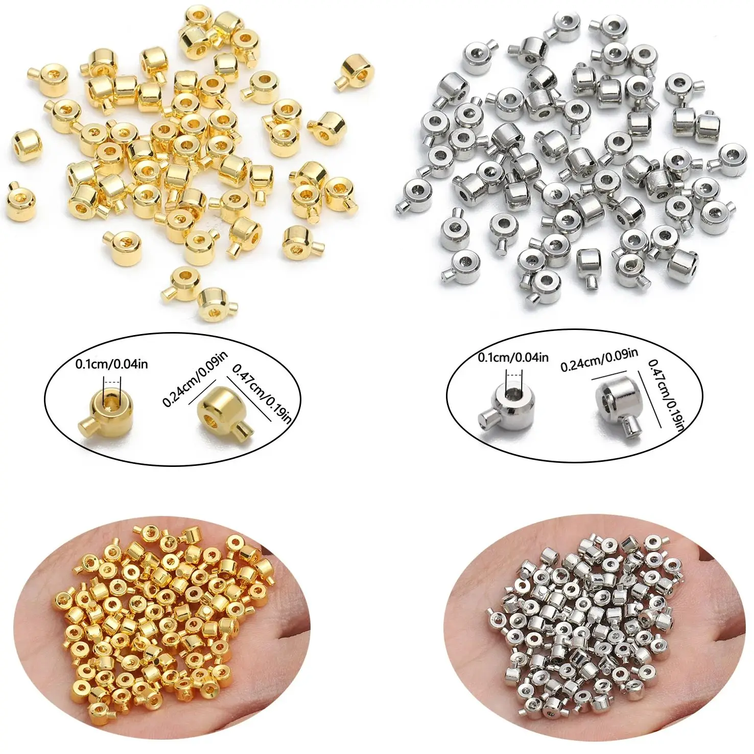 10Pcs/lot Stainless Steel Positioning Stopper Spacer Crimp End Septum Beads For Jewelry Making DIY Necklace Bracelet Accessories