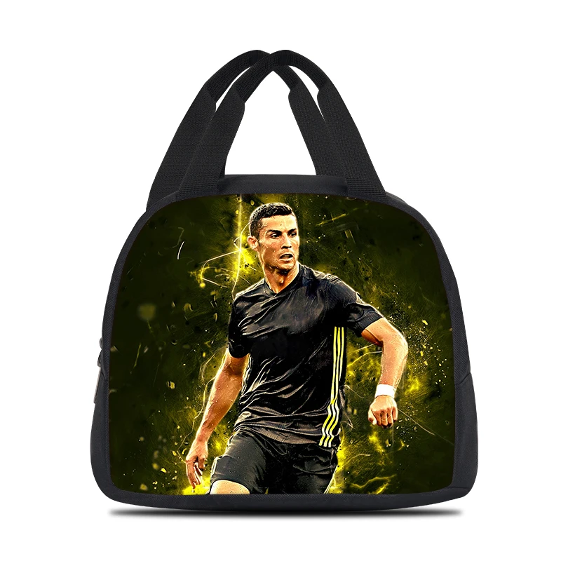 حقائب غداء رياضية رونالدو للأطفال CR كارتون حقائب نزهة مدرسية نجم كرة القدم للفتيات والأولاد حقائب تبريد عازلة للأطفال كبيرة الحجم #4