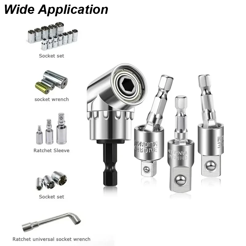 Haakse Boorkop 105 Graden Bevestiging Hex Socket Adapter Verlengset Elektrisch Gereedschap Driver Draaibare Schroevendraaier Bit Houder Moer