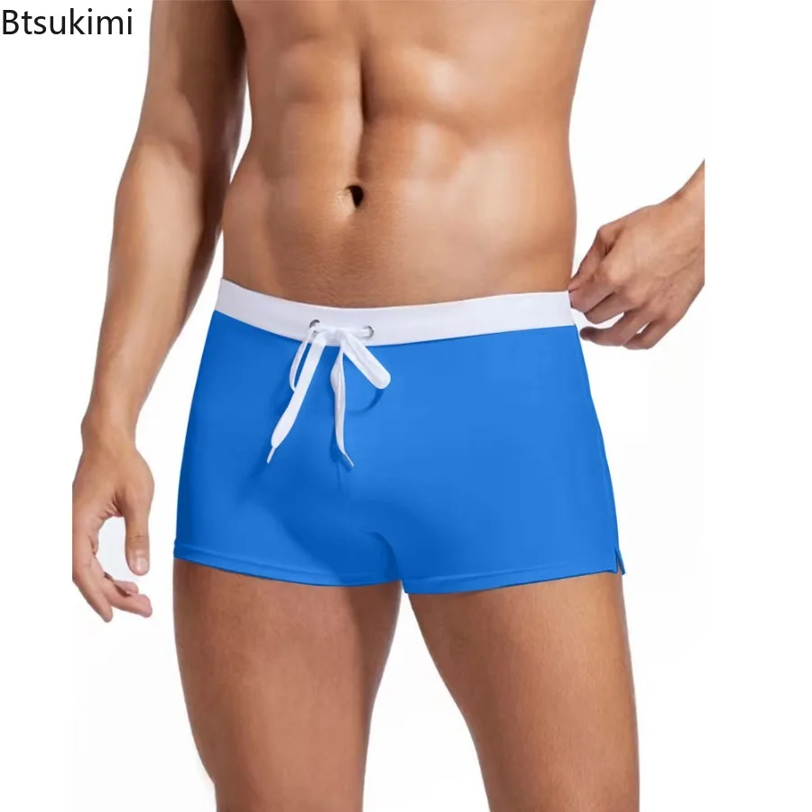 2025 صيف جديد بلون رجالي جذوع الملاكم السباحة موضة الجيب الخلفي تصميم بناطيل الشواطئ تنفس شورتات للبحر للرجال #2