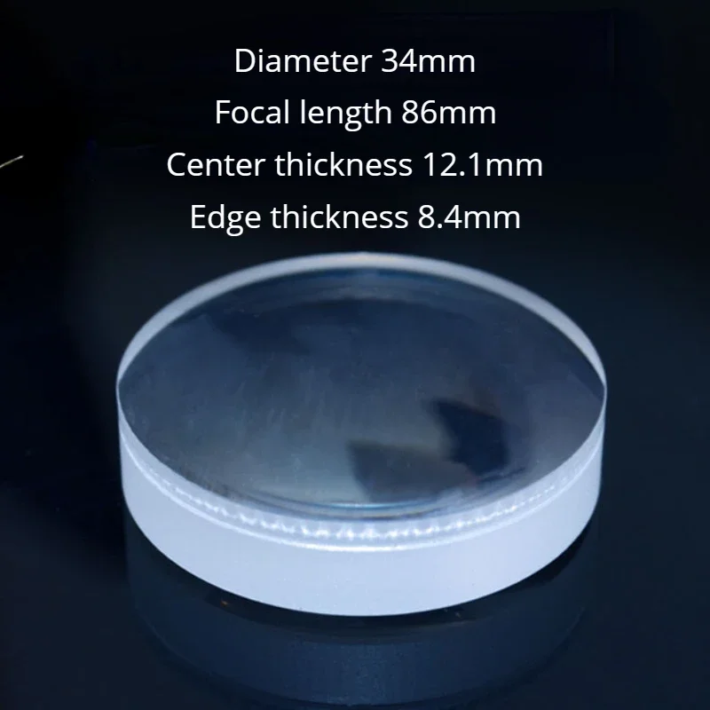 Diameter 34mm Focal 86mm K9 Optical Glass Double Convex Lens DIY Astronomic Telescope Objective Lens Biconvex