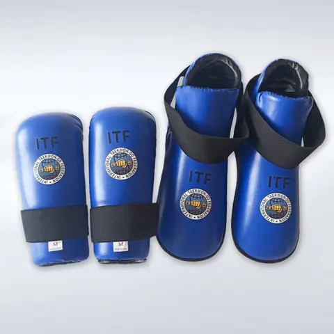 고품질 ITF 태권도 PU 가죽 장갑 발목 보호대 무술 가라테 훈련 보호 장비 성인 어린이
